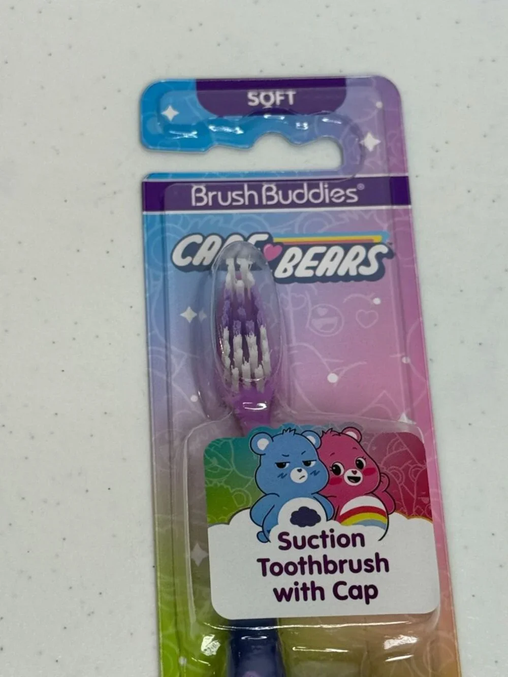 Care Bears Toothbrush Kids Soft Bristle Suction Cup Base Travel Cover